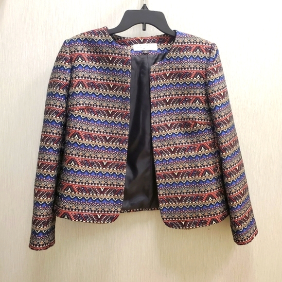 Y2K Jacquard Crop Blazer NWOT Size 8P - Picture 4 of 16